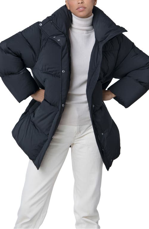 The Recycled Planet Company Franca Water Resistant Recycled Polyester Blend Down Puffer Coat in Black
