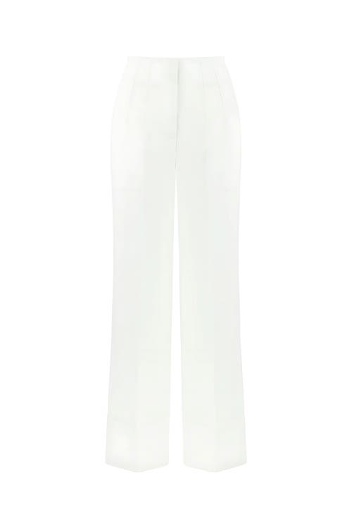 Shop Nocturne High Rise Palazzo Pants In Ivory