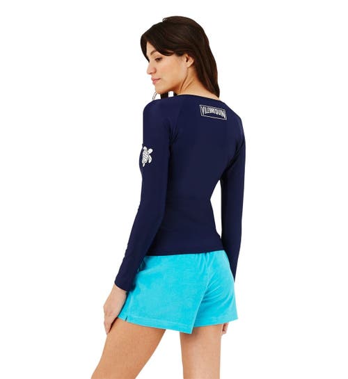 Vilebrequin Solid Zipper Rashguard In Bleu Marine