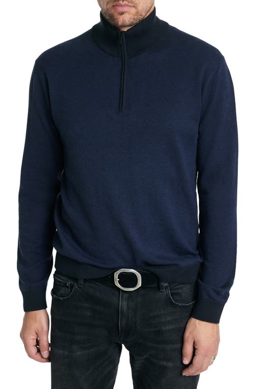 Shop John Varvatos Grand Birdseye Half-zip Cotton & Cashmere Pullover In Navy