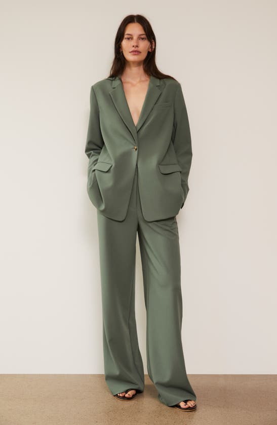 Shop Nordstrom Flat Front Wide Leg Pants In Green Duck