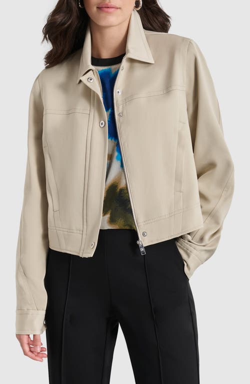 Shop Dkny Crop Trucker Jacket In Trench