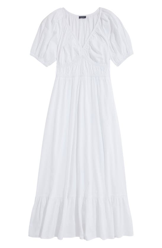 Shop Vineyard Vines Marina Puff Sleeve Stretch Cotton Poplin Dress In White Cap