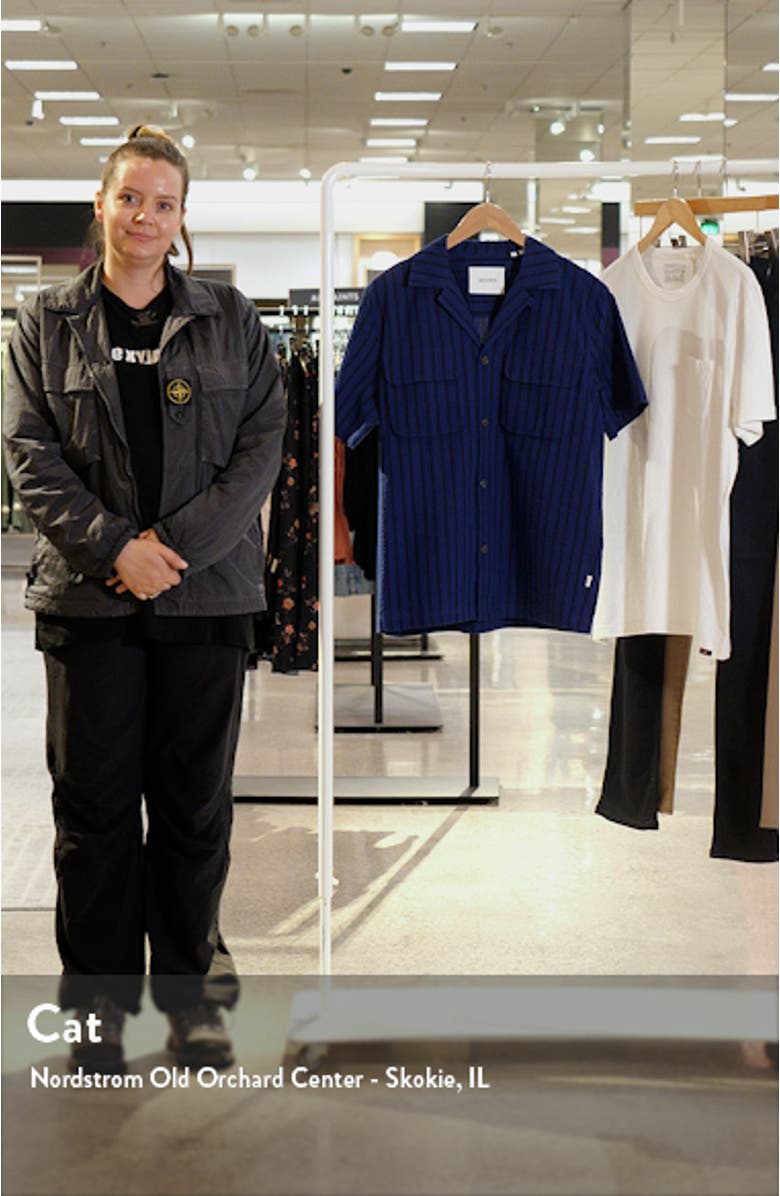 Osmund Stripe Cotton Seersucker Camp Shirt, sales video thumbnail