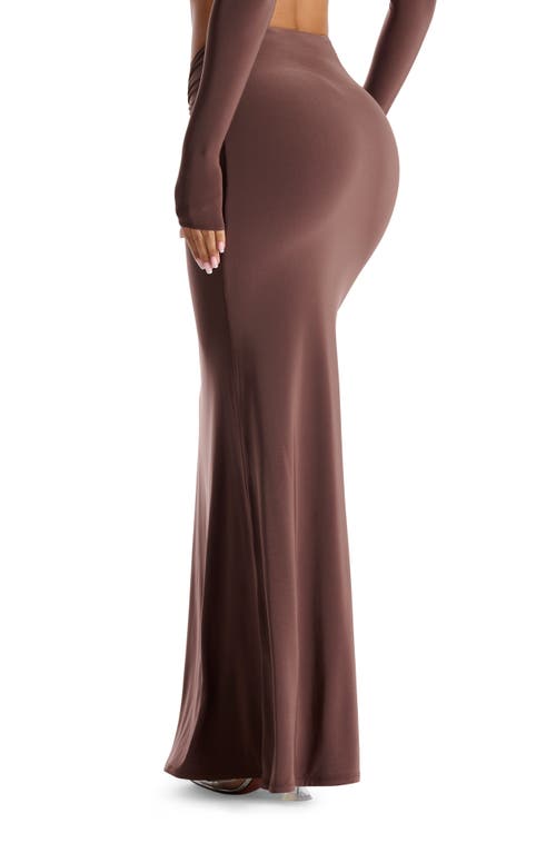 Shop N By Naked Wardrobe Asymmetric Waist Maxi Skirt In Chocolate