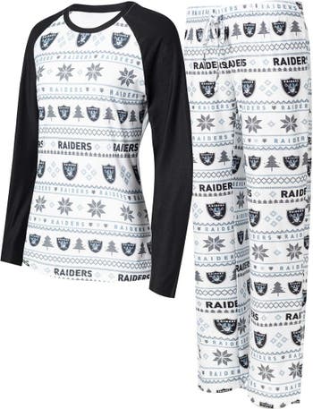 Women's Concepts Sport Black/Gray Las Vegas Raiders Arctic T-Shirt & Flannel Pants Sleep Set Size: Large