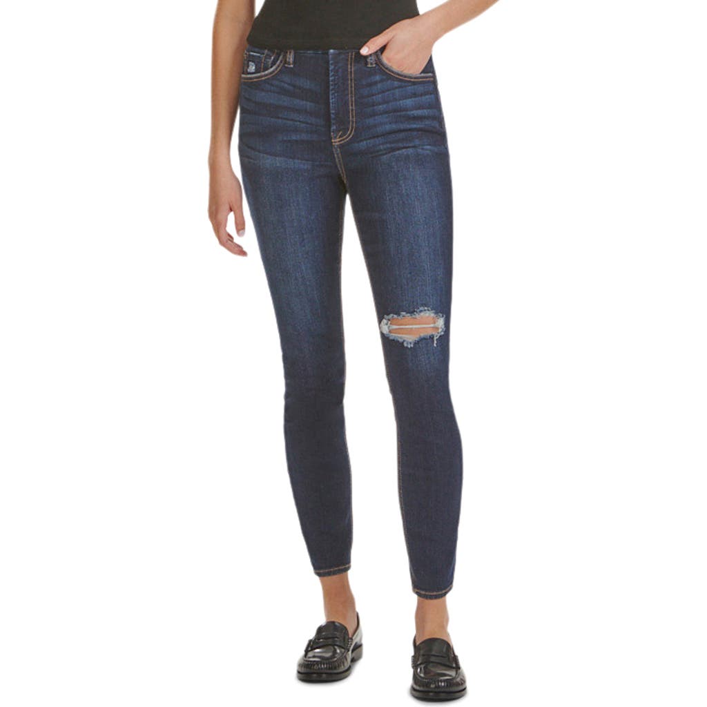 Jen7 By 7 For All Mankind Destroyed High Waist Ankle Skinny Jeans In Carmelia Broken Twill