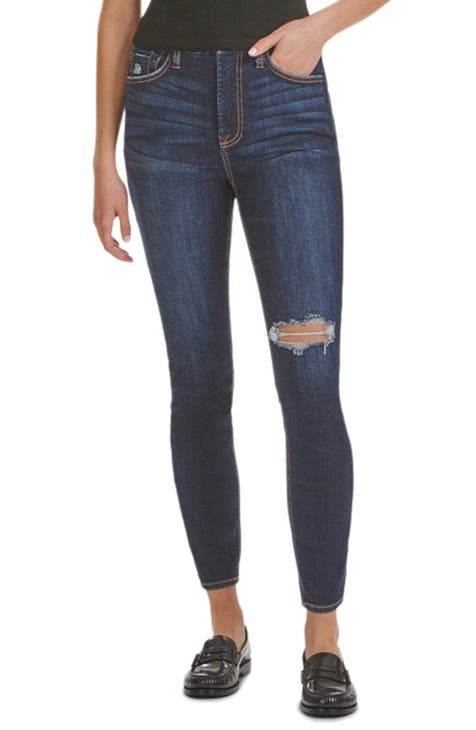 Threaded Pear Kimberly Length Distressed Skinny Jeans