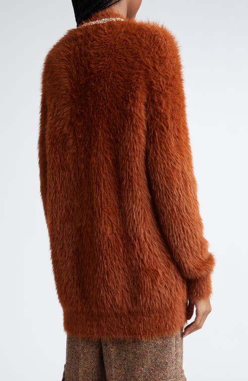 Shop Zimmermann Illustration Fluffy Crystal Embellished Faux Fur Cardigan In Spice