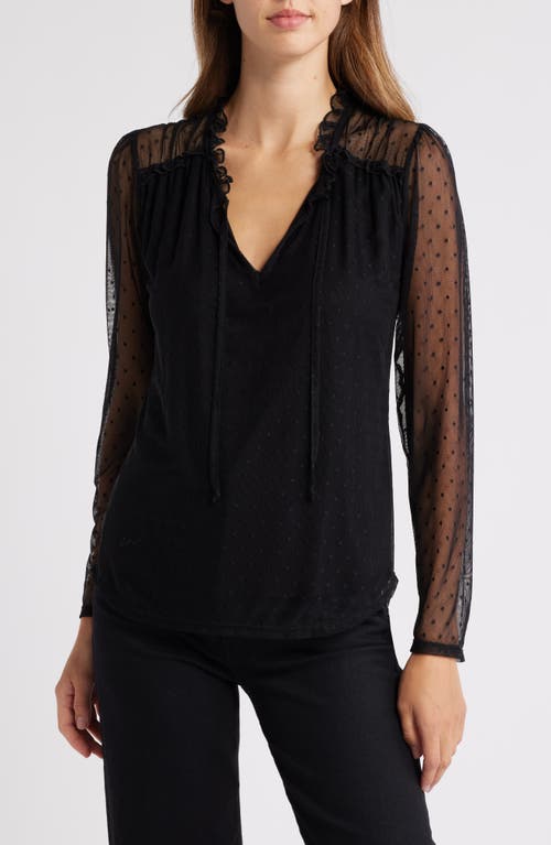 Loveappella Mesh Dot Top in Black 