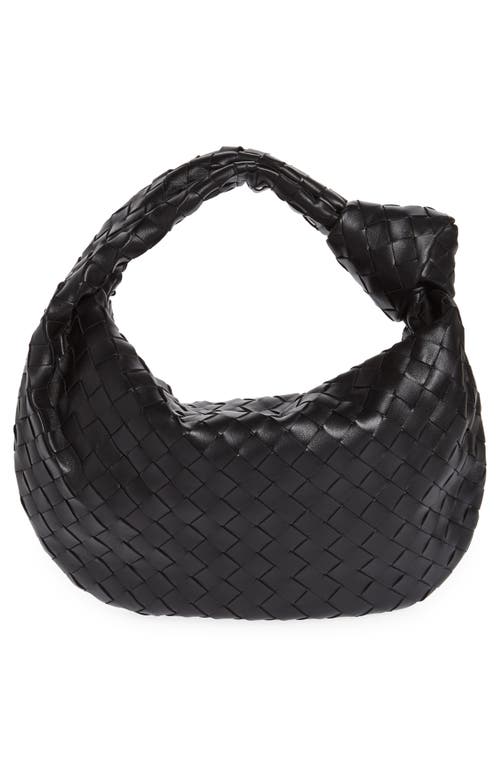 Shop Bottega Veneta Teen Jodie Intrecciato Leather Hobo In Black Silver