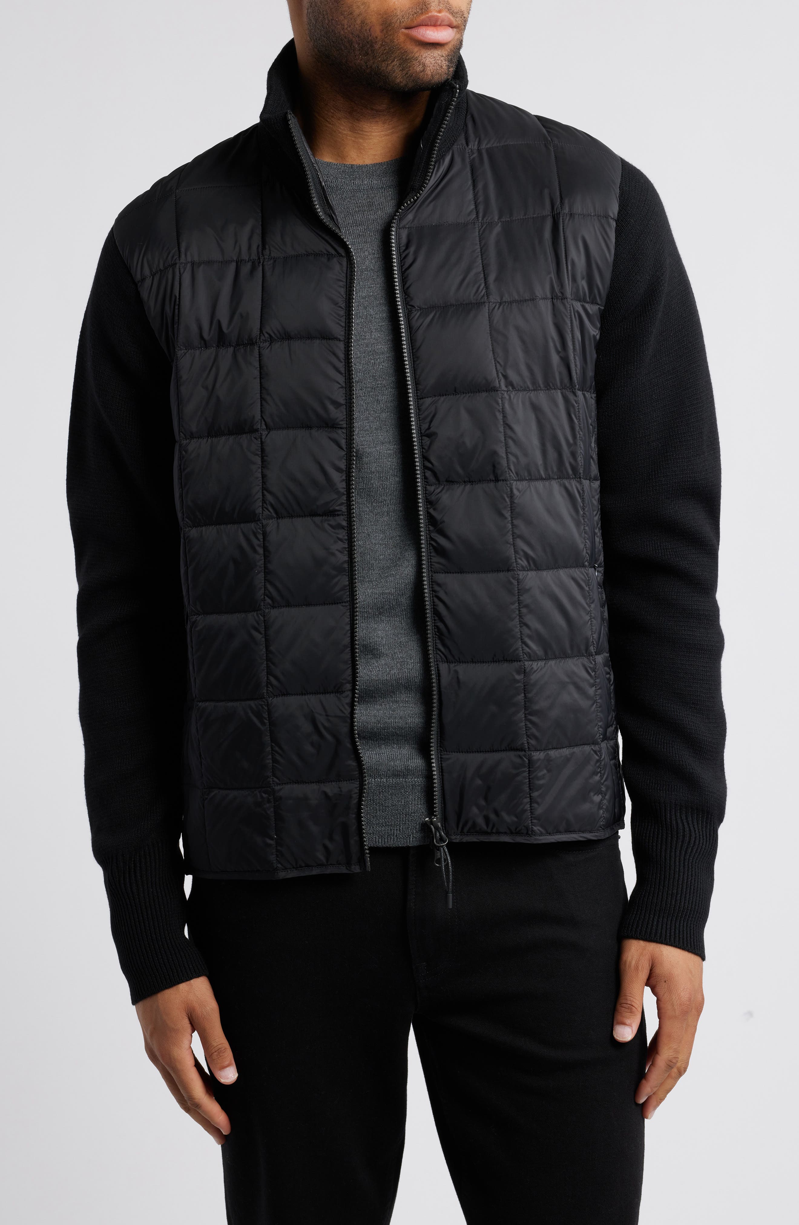 TAION Mixed Media 800 Fill Power Down Jacket in Black 