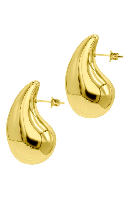 Adornia Tarnish Resistant 14k Gold-plated Teardrop Sculptural Stud Earrings In Gold