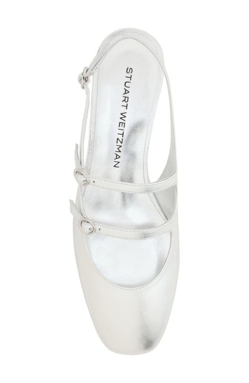 Shop Stuart Weitzman Benni Slingback Flat In Silver