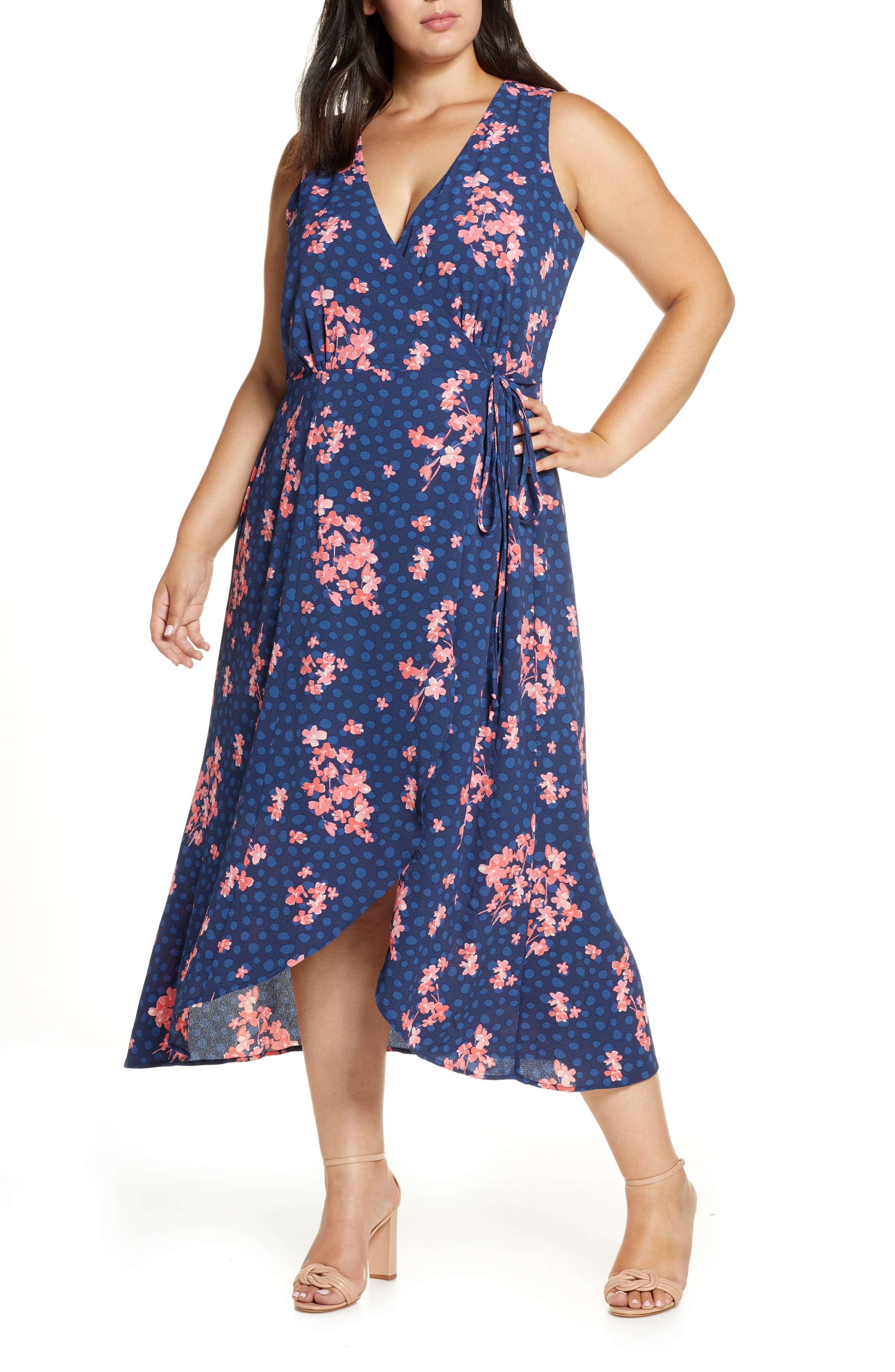 plus size faux wrap maxi dress