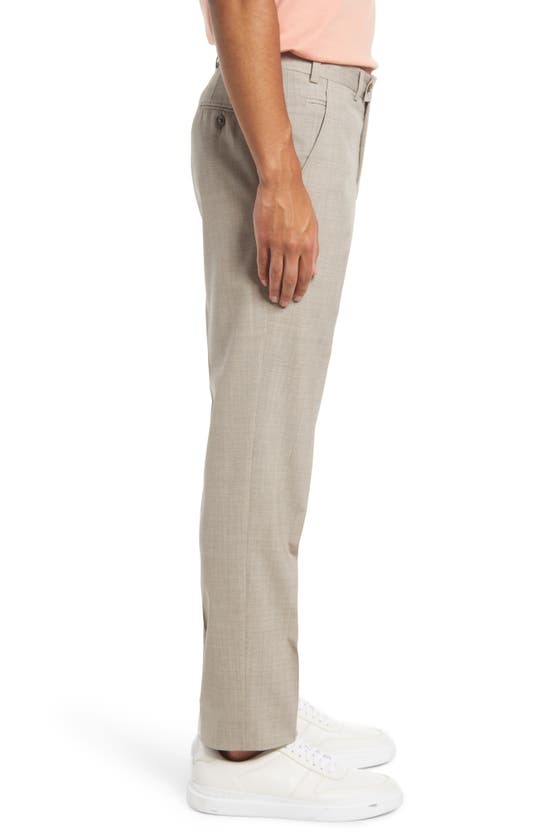Ted Baker Jerome Soft Constructed Trim Fit Flat Stretch Wool Pants In Tan