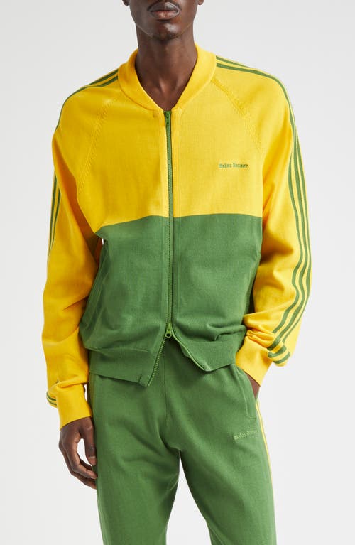 ADIDAS x Wales Bonner Colorblock Cotton Bomber Jacket Bold Gold/Crew Green at Nordstrom,