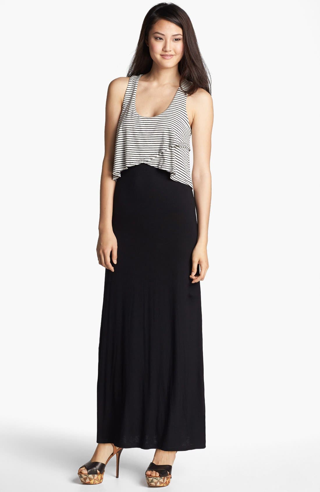 maxi dress with overlay top