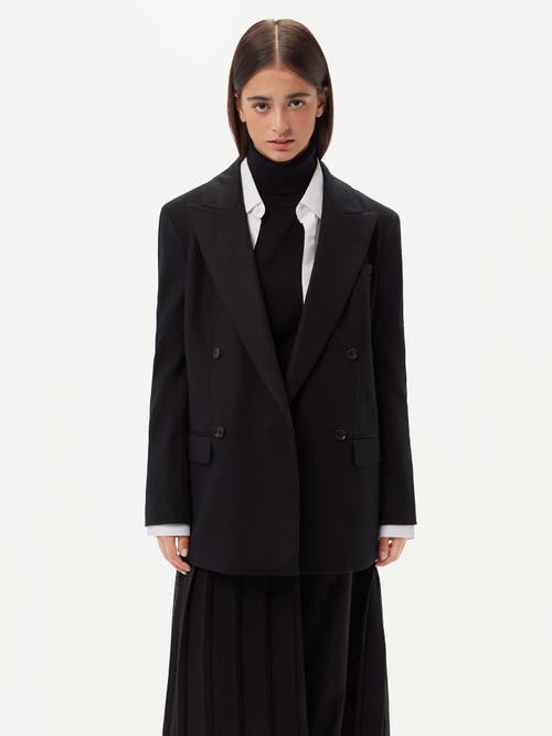 Gobi Mongolian Cashmere Double-breasted Cashmere Blazer In Black