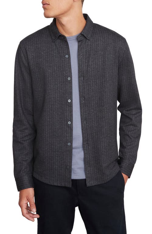 Vince Stripe Cotton Button-Down Shirt Med H Grey/Smoke at Nordstrom,