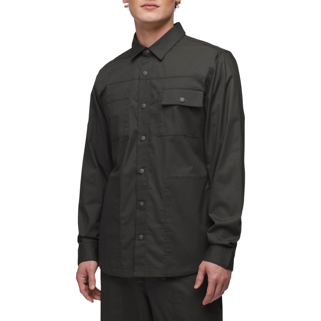 Prana Palisades Ripstop Upf Snap Front Field Shirt In Dark Iron