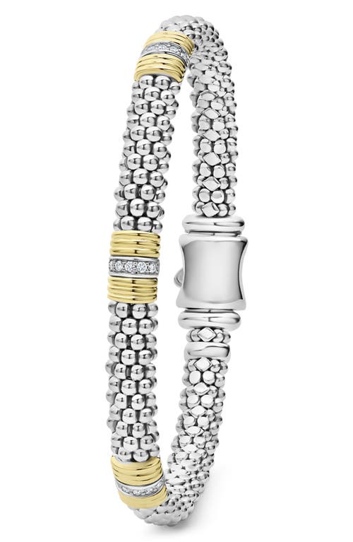 Lagos Signature Caviar Diamond Station Bracelet In Two-tone