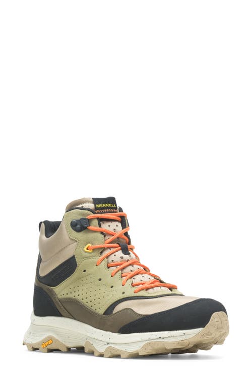Merrell Speed Solo Mid Waterproof High Top Hiking Trainer In Clay/olive