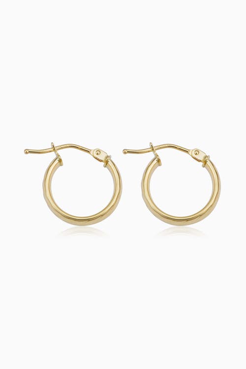 Oradina 14k Yellow Gold With A Twist Mini Hoops In Yellow Gold