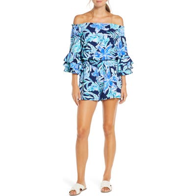 Lilly Pulitzer Calla Off The Shoulder Romper, Blue