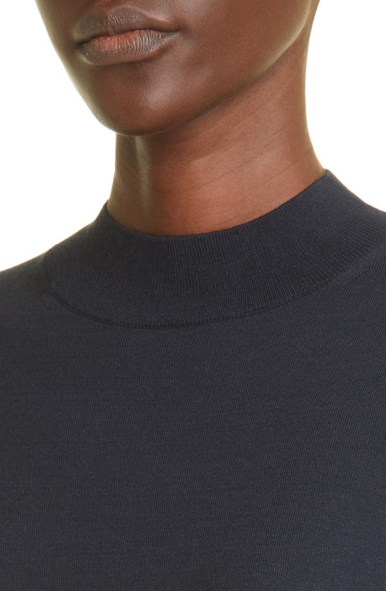 Lafayette 148 Mock Neck Short Sleeve Sweater In Ink