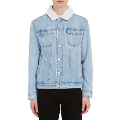 Frank And Oak Fleece Lined Denim Jacket, Blue