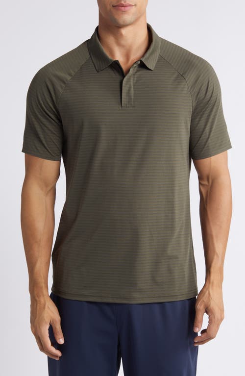Fadeout Stripe Performance Polo in Olive Night