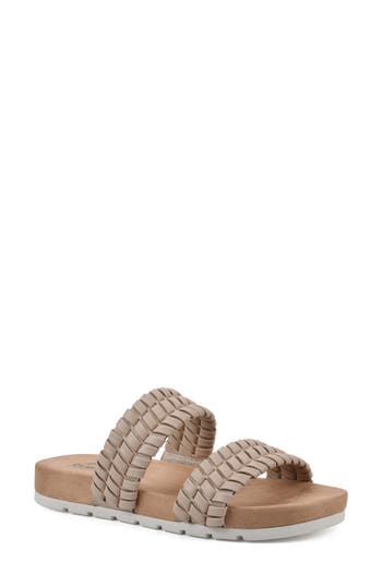 Shop Cliffs By White Mountain Tahnkful Weave Strap Sandal In Beige/smooth