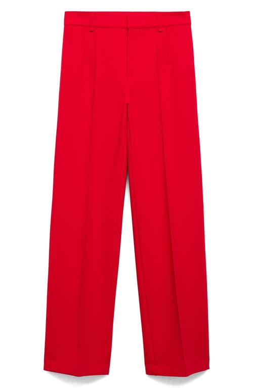 Mango Decorative Seam Stretch Straight Leg Pants In Red