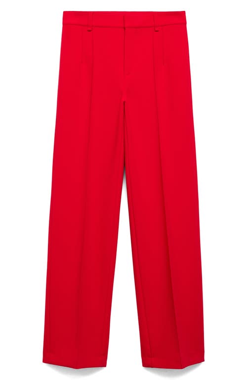 Shop Mango Decorative Seam Stretch Straight Leg Pants In Red