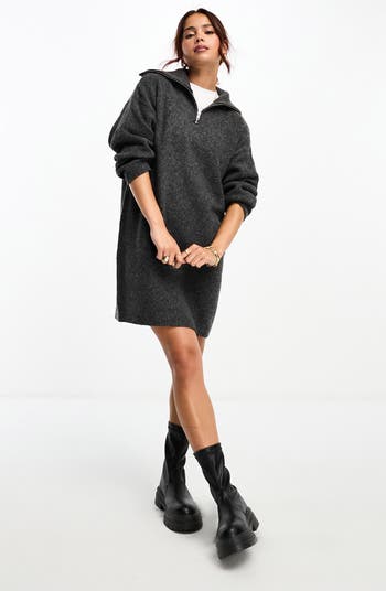 ASOS DESIGN Quarter Zip Long Sleeve Sweater Dress | Nordstrom