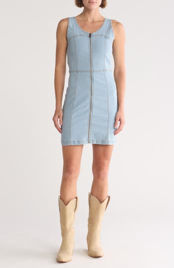 Bebe Denim Denim Minidress In Light Wash