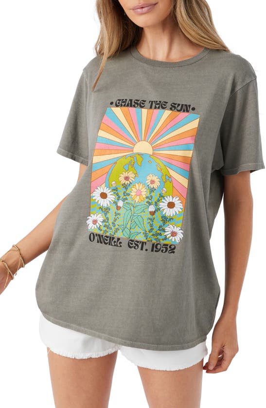O'neill Chase The Sun Oversize Graphic T-shirt In Smoked Pearl