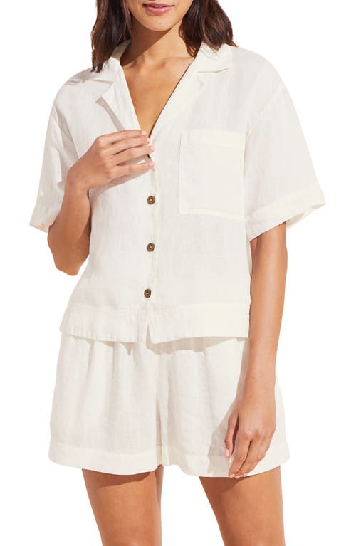 Shop Eberjey Garment Dyed Linen Short Pajamas In Ivory