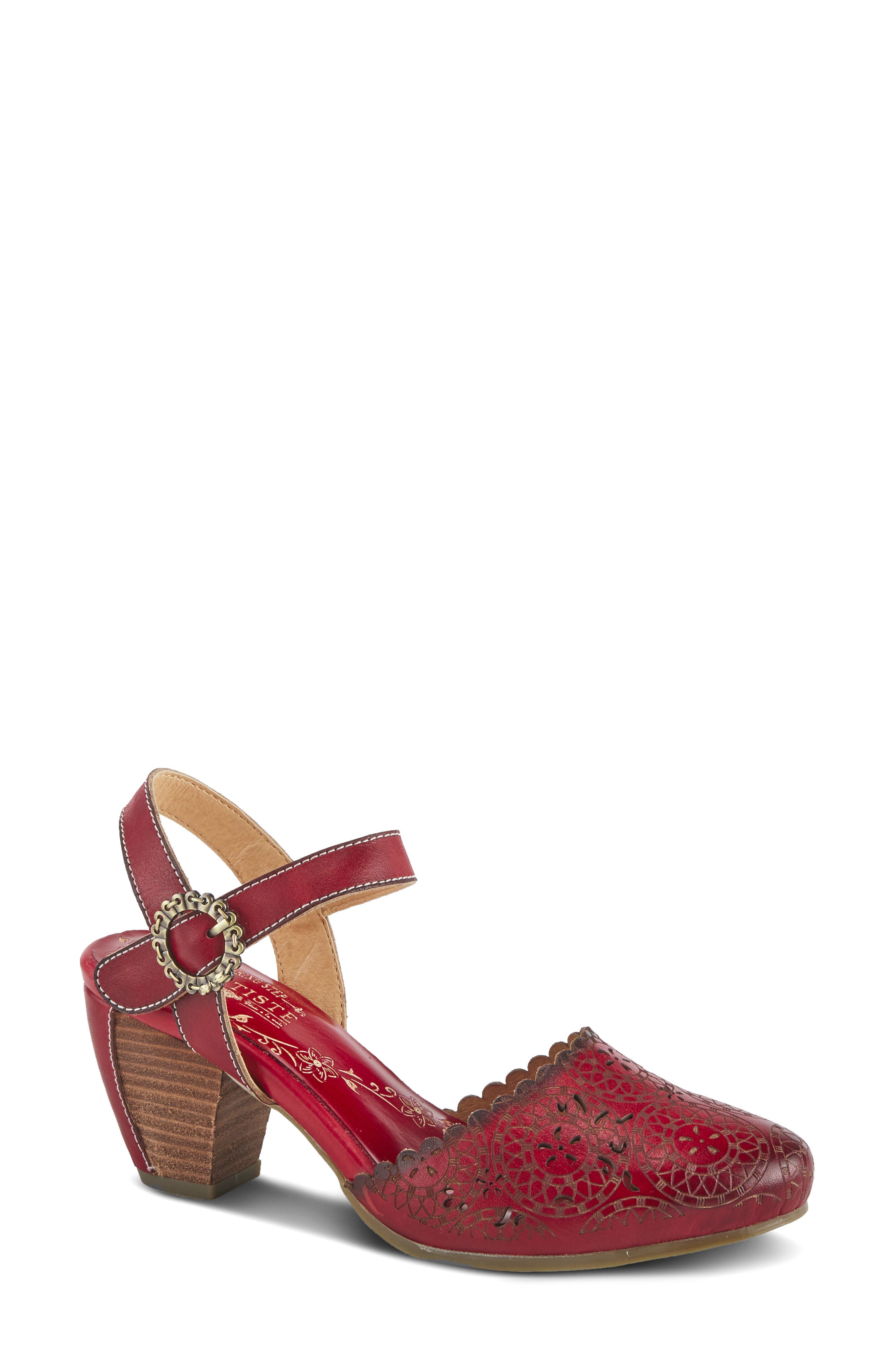 Botines Mujer L'Artiste Spring Step - Piel Ante Y Pulido, Diseño Vintage Con Botones Florales, Tacón Bajo