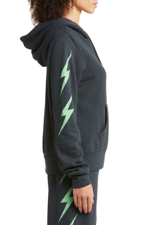 Shop Aviator Nation Bolt Zip Graphic Hoodie In Charcoal/mint