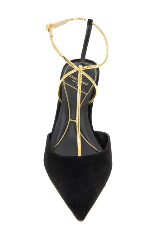 Kenneth Cole Umi T-strap Pointed Toe Pump In Black Suede