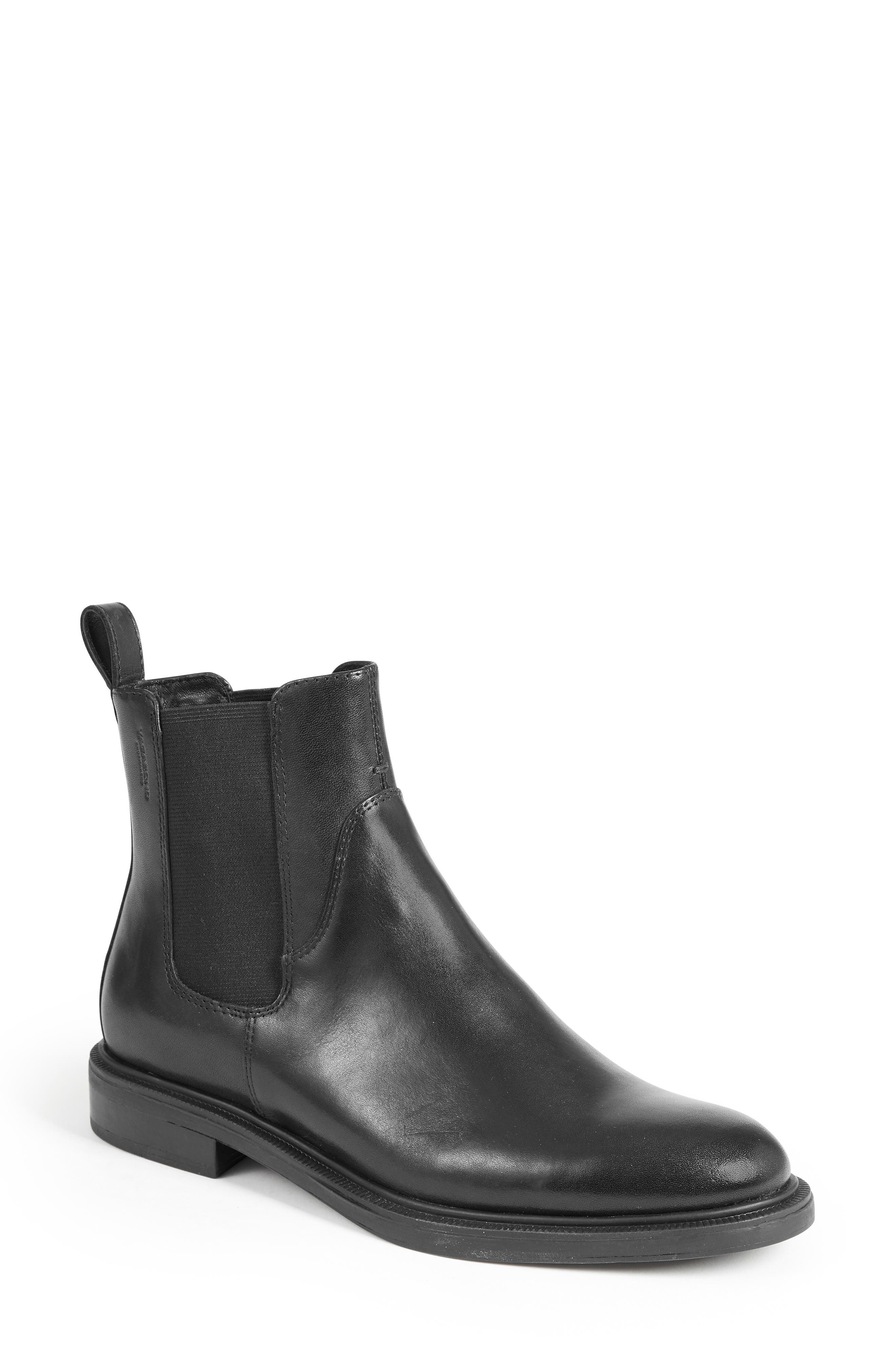 leather womens black boots