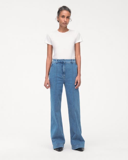 Another Tomorrow High Waisted Denim Trouser In Light Blue Wash