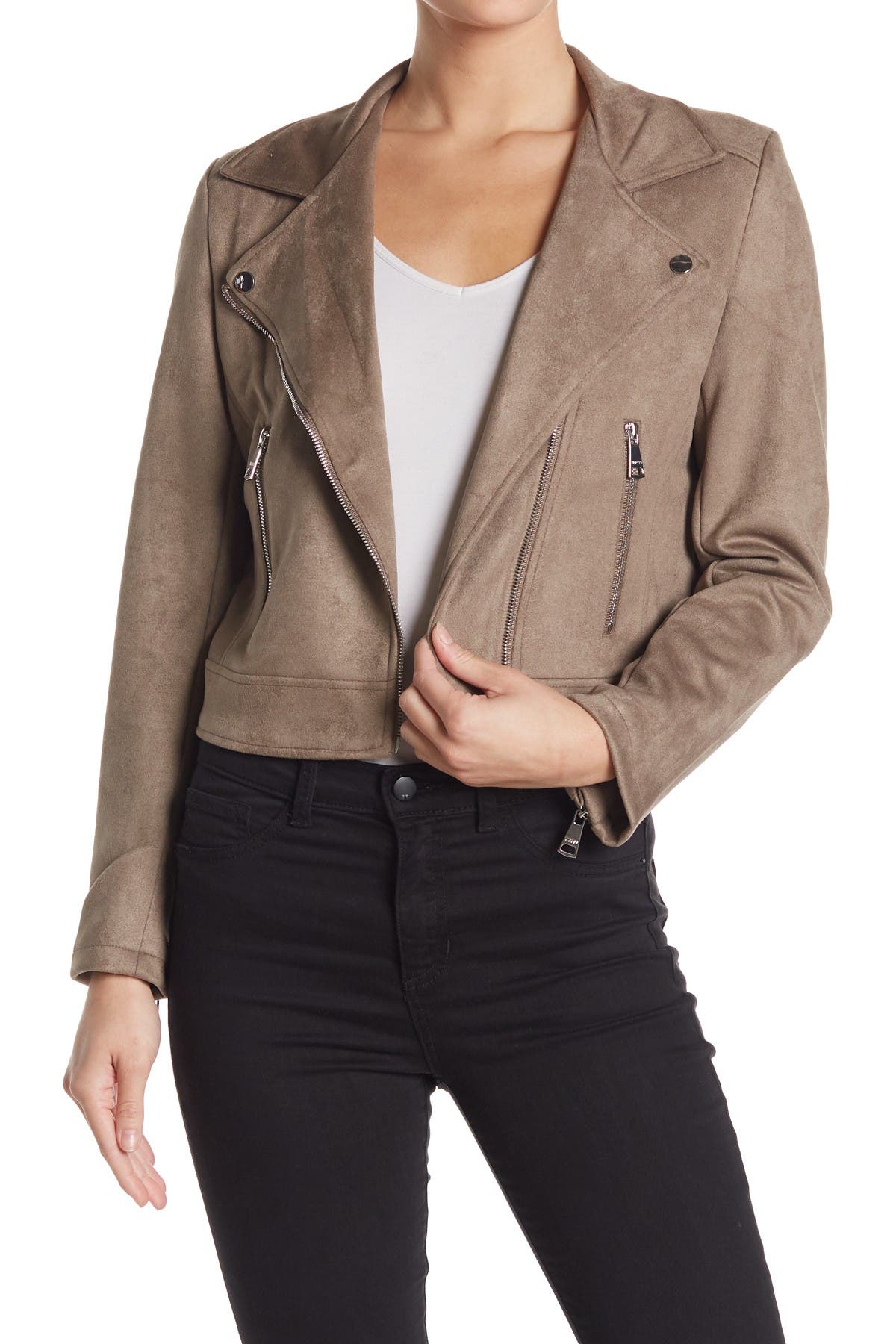 vigoss faux suede moto jacket