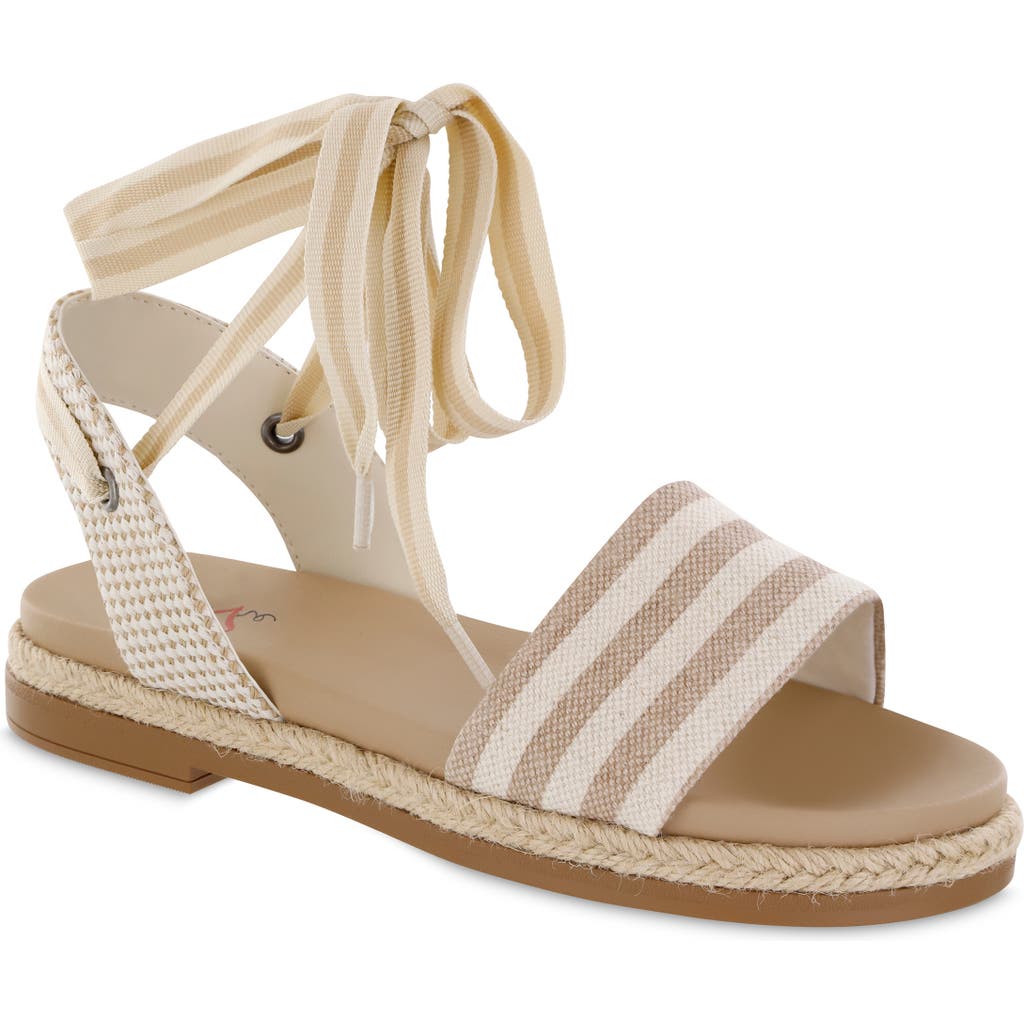 Mia Amore Kenny Ankle Tie Sandal In Beige/natural
