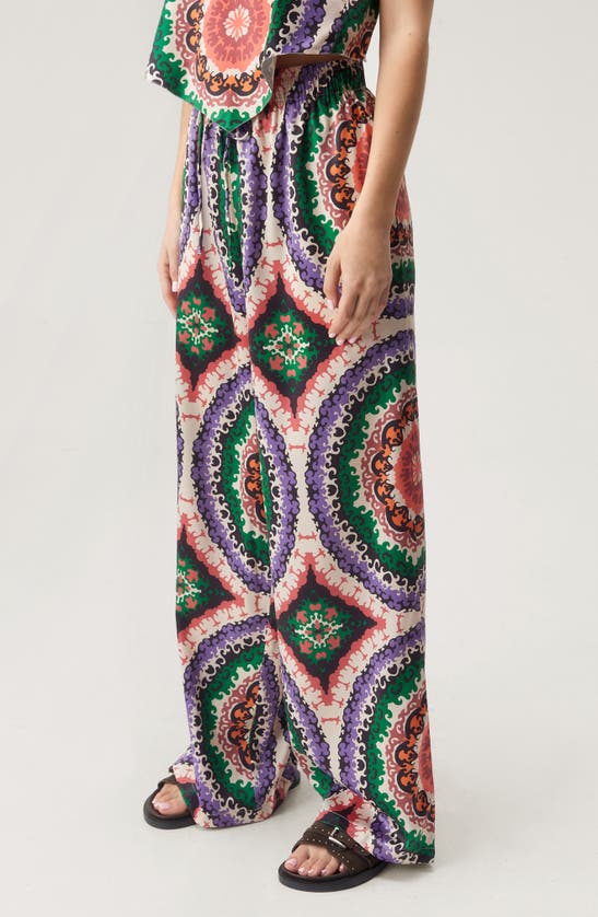 Shop Nasty Gal Boho Print Wide Leg Satin Pants In Red Multi