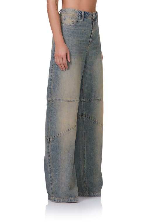 Shop Afrm Ajax Barrel Leg Jeans In Tinted Grunge Wash
