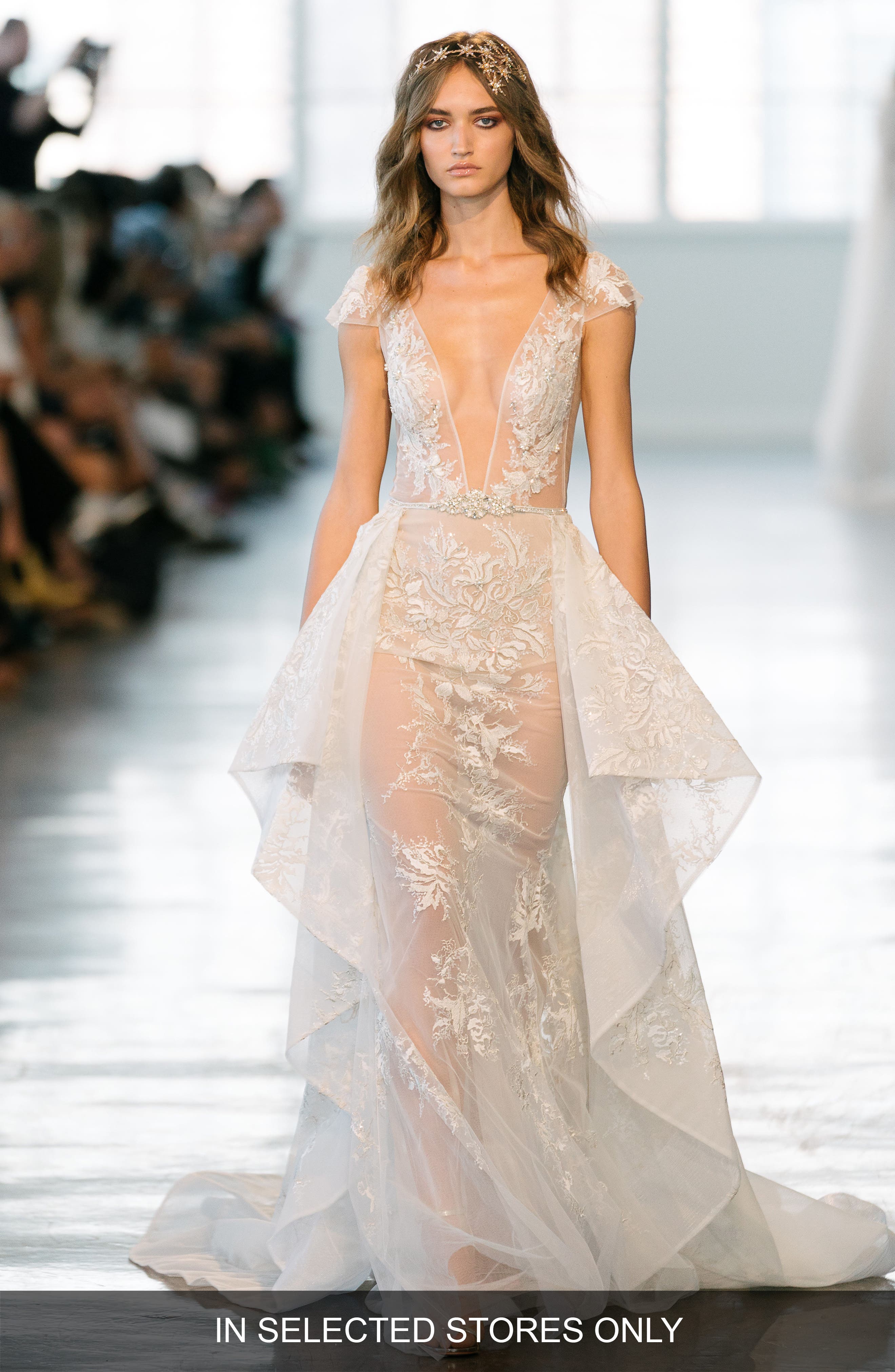 Berta Embellished Illusion Gown, Size IN STORE ONLY - Ivory