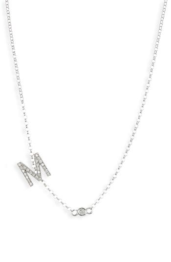 Meshmerise Bezel Diamond Initial Chain Necklace In White-m